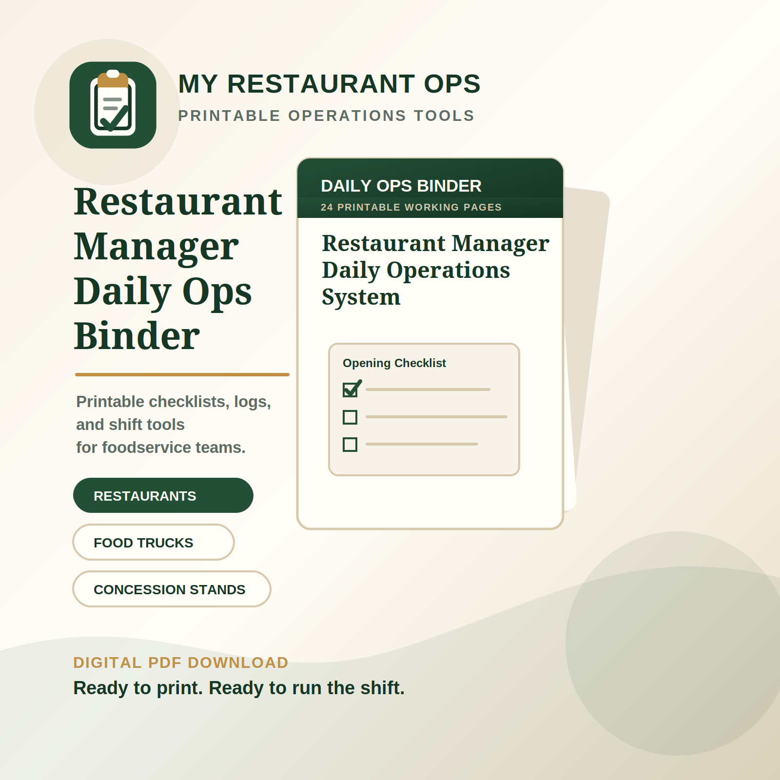 Restaurant Manager Daily Ops Binder product image